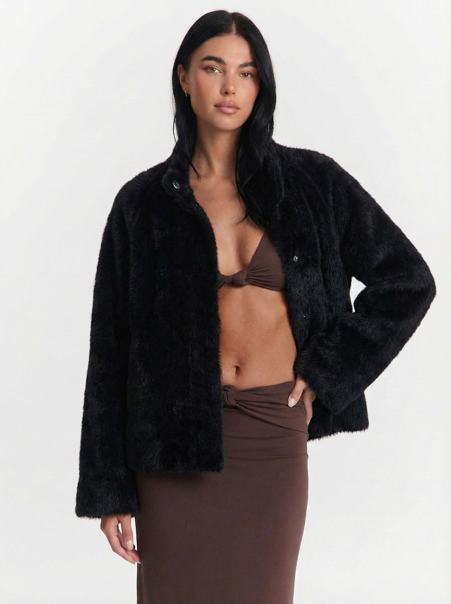 Cassidy | Women's Collarless  Cropped Knit Coat 4