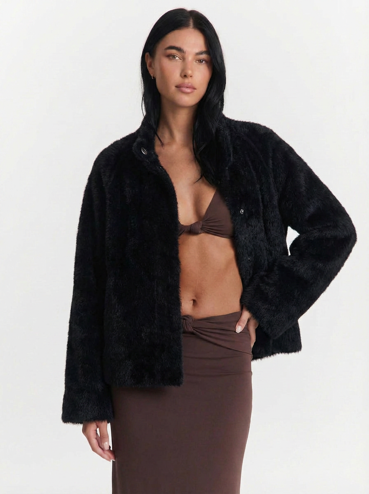 Cassidy | Women's Collarless  Cropped Knit Coat 4