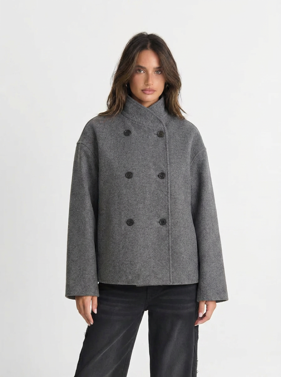 Celeste | Women's Stand Collar Double Breasted Wool Coat