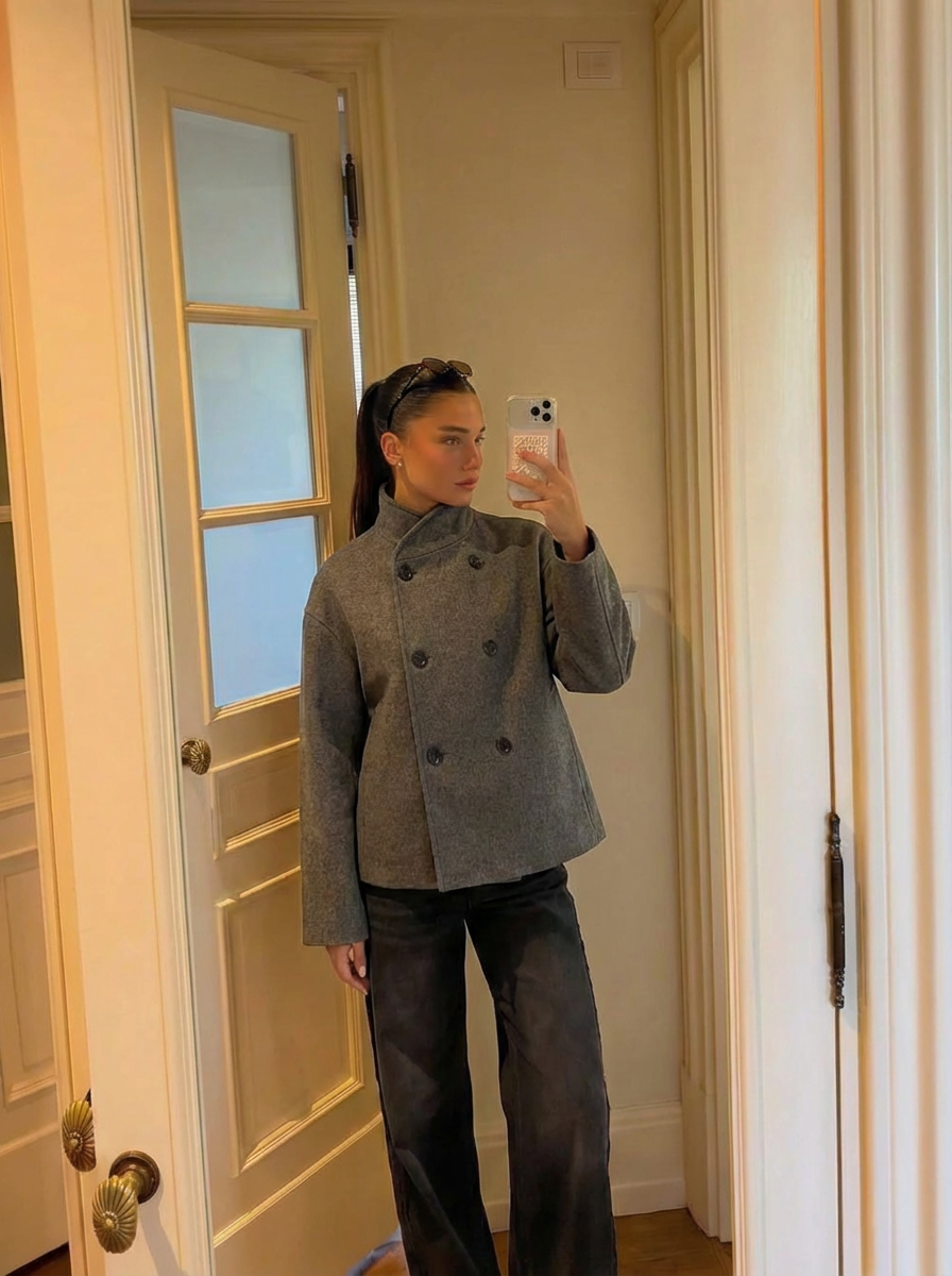 Celeste | Women's Stand Collar Double Breasted Wool Coat 1
