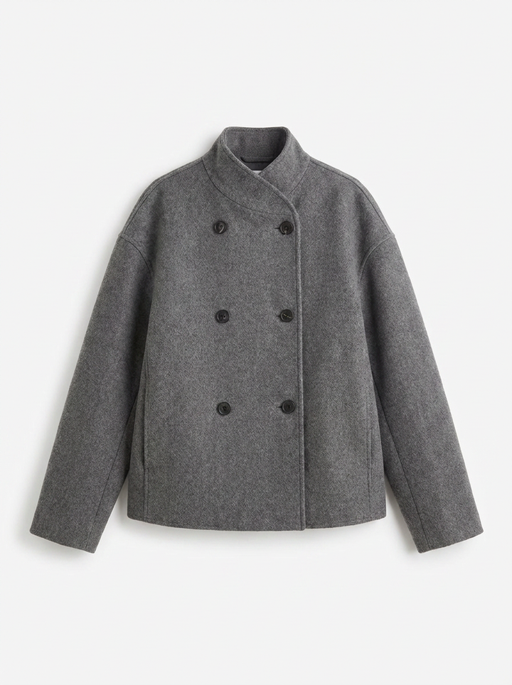 Celeste | Women's Stand Collar Double Breasted Wool Coat 3