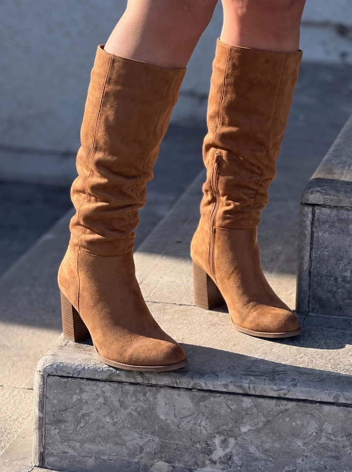 Charlotte | Women's Knee High Boots Slouch Block Heel