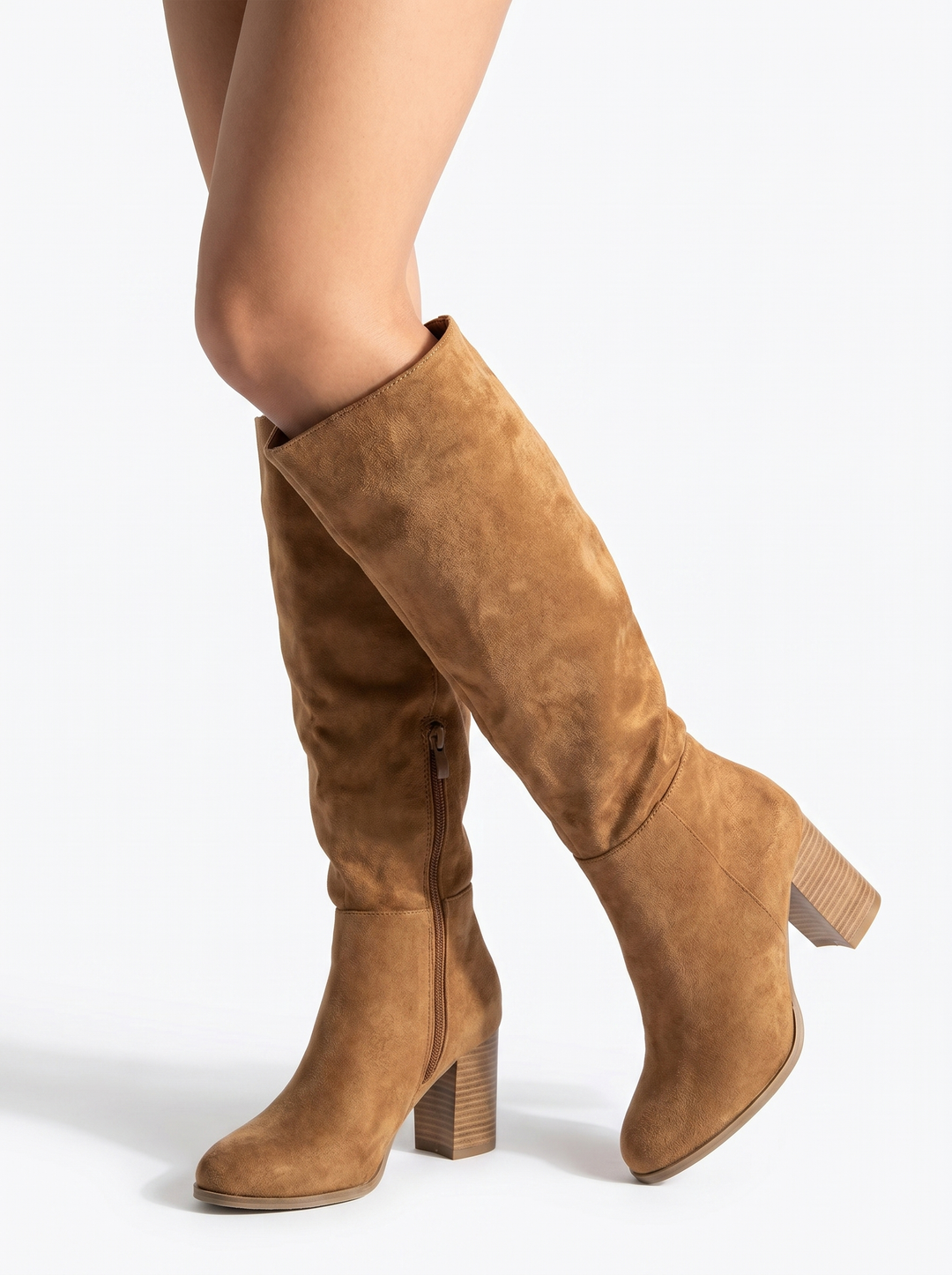 Charlotte | Women's Knee High Boots Slouch Block Heel