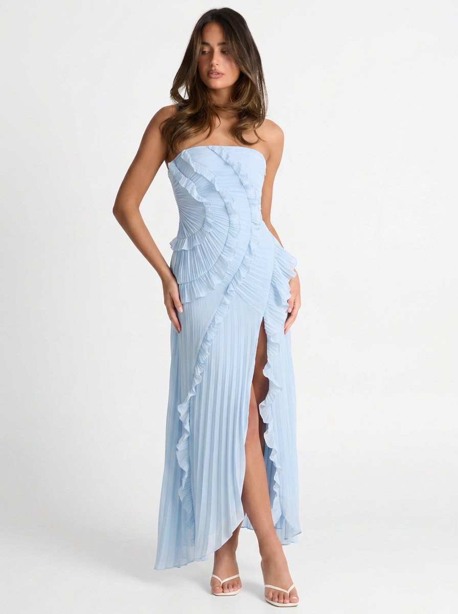 Chloe | Strapless Ruffle Maxi Dress
