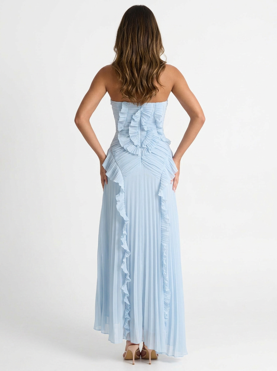 Chloe | Strapless Ruffle Maxi Dress