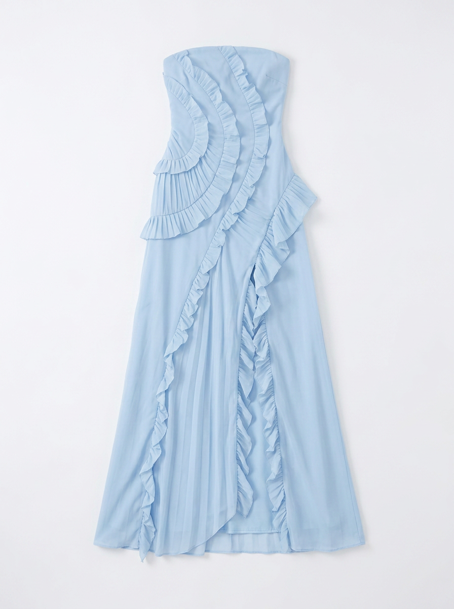 Chloe | Strapless Ruffle Maxi Dress