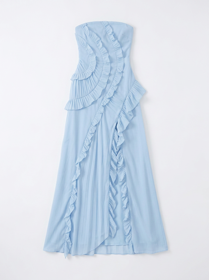 Chloe | Strapless Ruffle Maxi Dress