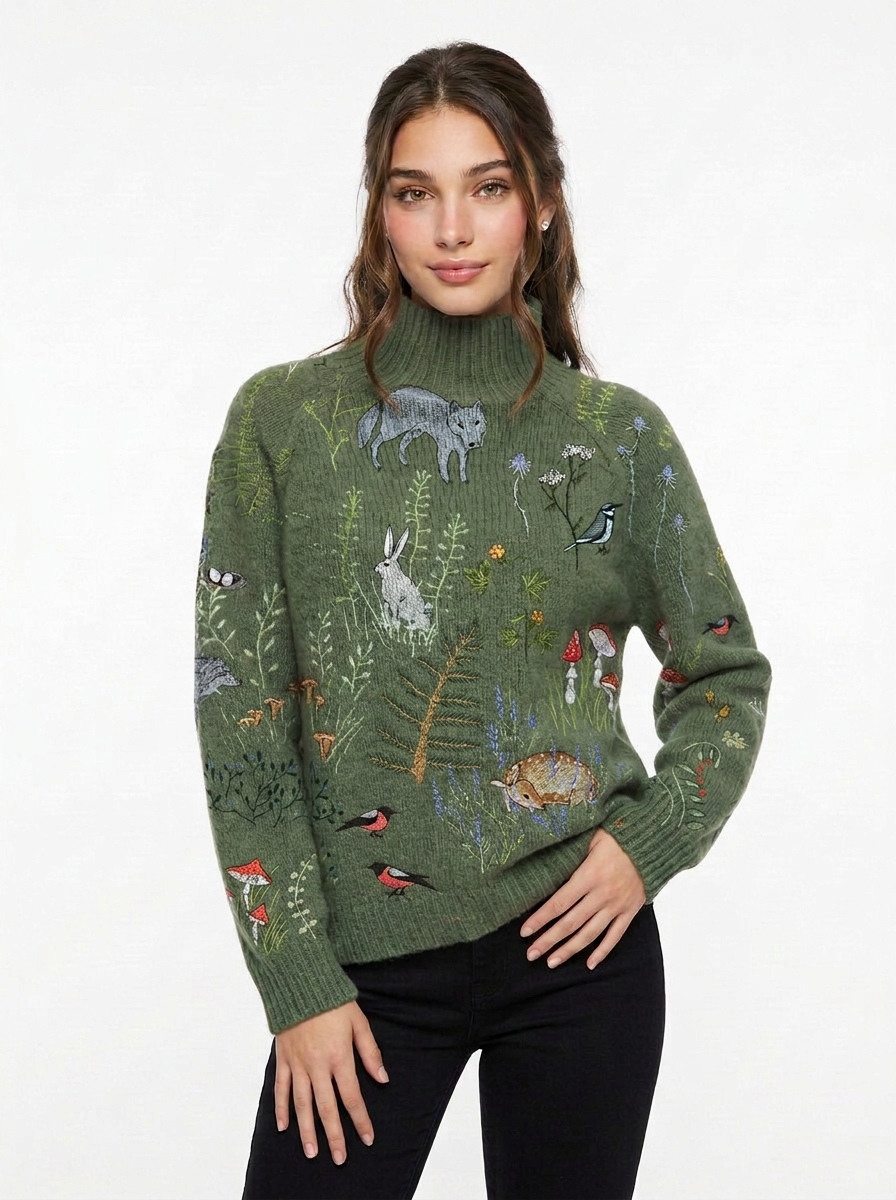 Chloe | Women's Embroidered Turtleneck Jumper