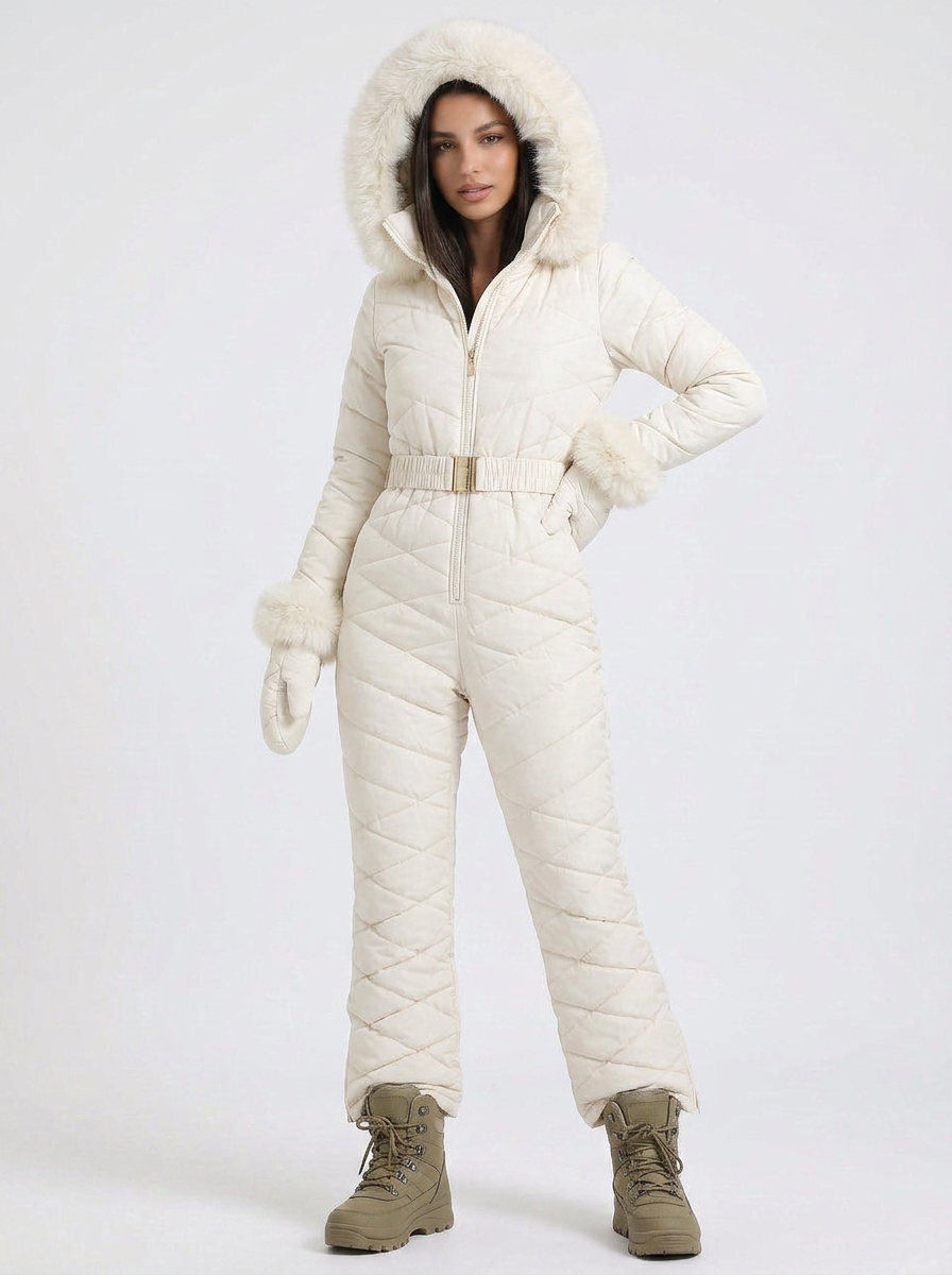 Ciara | Women's Ski Jumpsuit Hooded Belted Zip