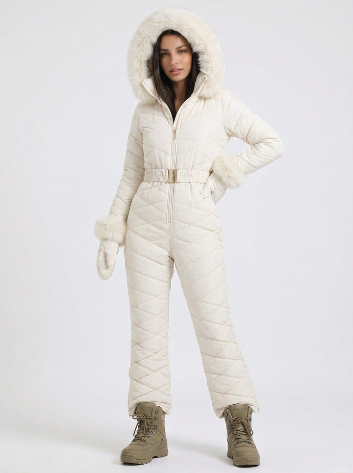 Ciara | Women's Ski Jumpsuit Hooded Belted Zip