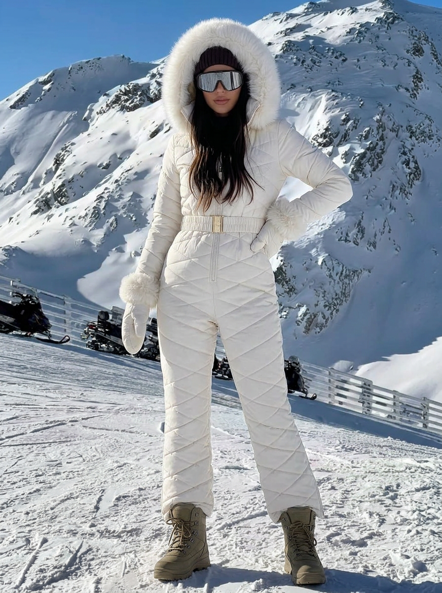 Ciara | Women's Ski Jumpsuit Hooded Belted Zip