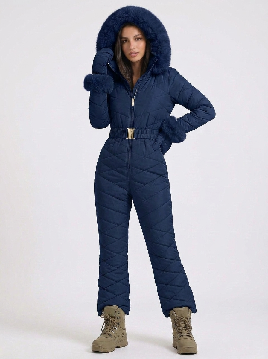 Ciara | Women's Ski Jumpsuit Hooded Belted Zip