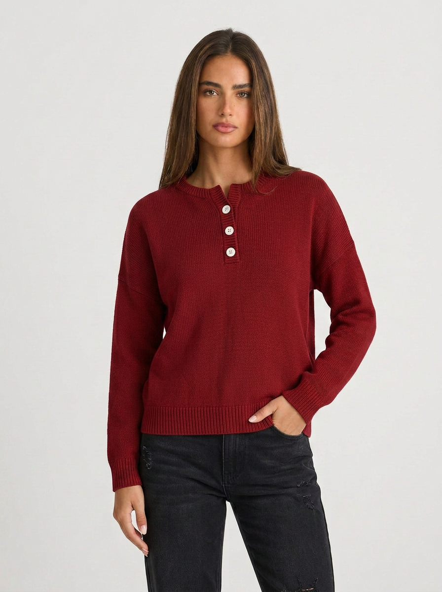 Cindy | Women's Ribbed Henley Jumper