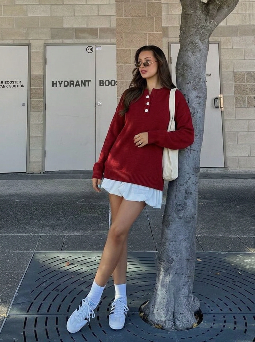 Cindy | Women's Ribbed Henley Jumper