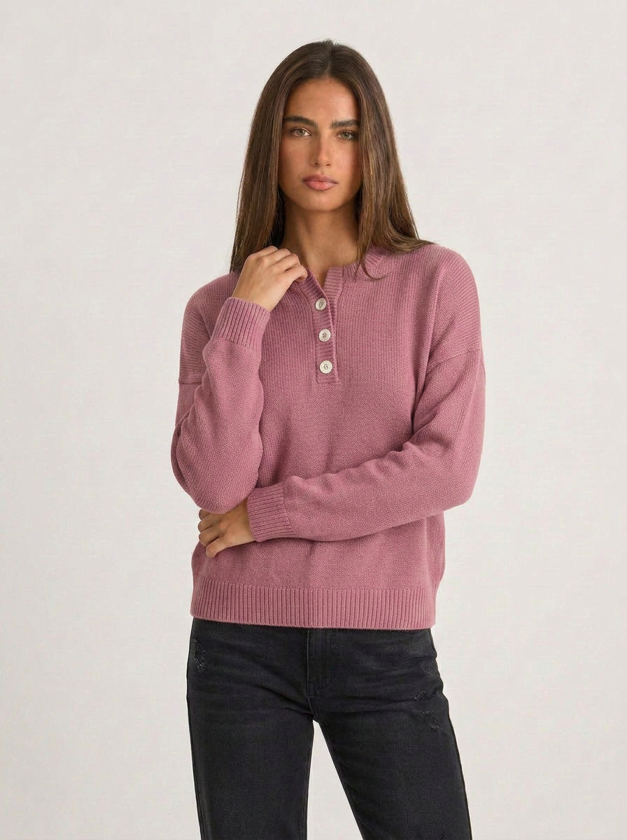 Cindy | Women's Ribbed Henley Jumper