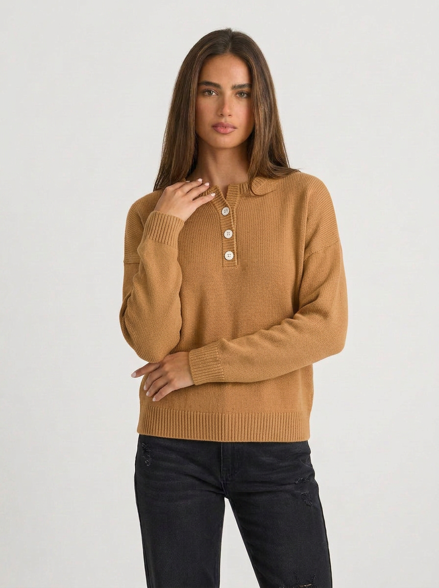 Cindy | Women's Ribbed Henley Jumper