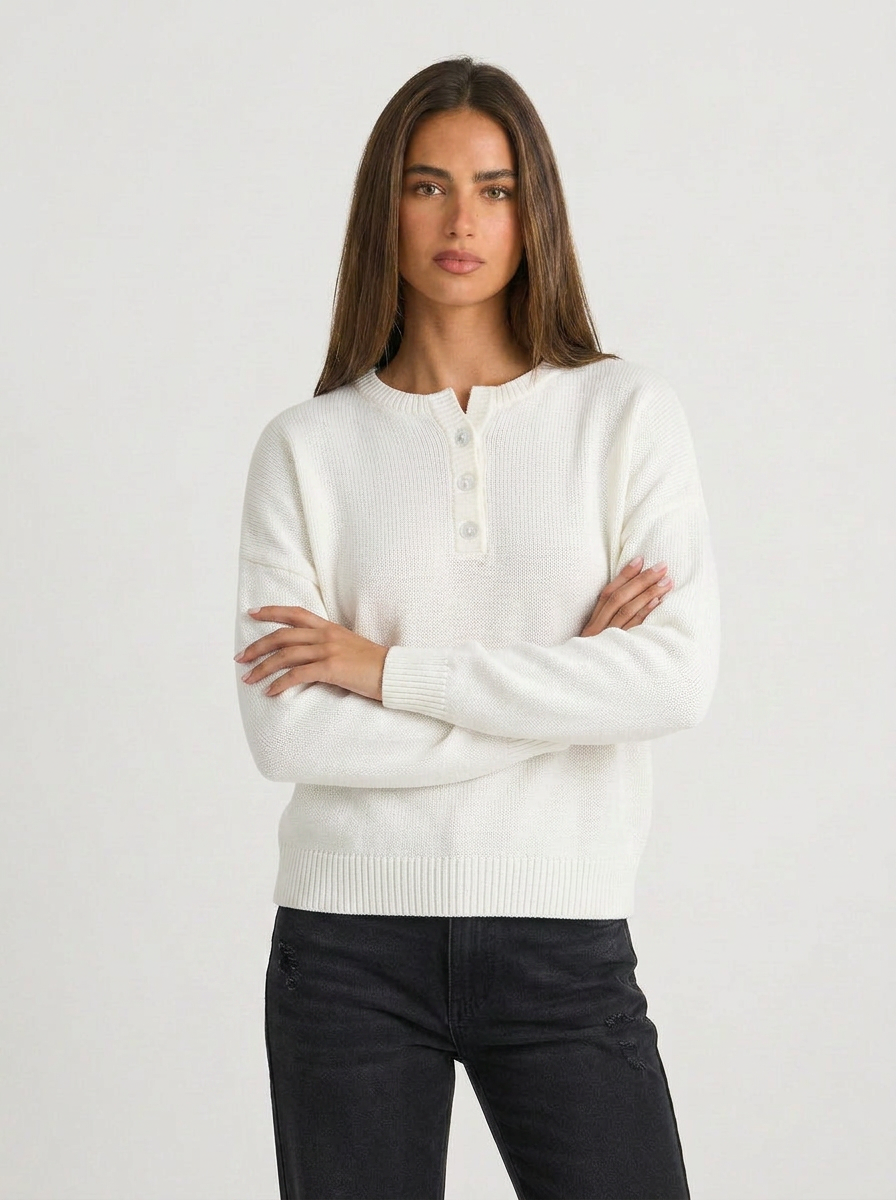 Cindy | Women's Ribbed Henley Jumper