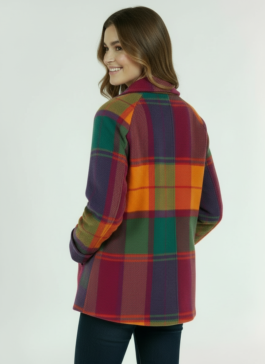 Clara | Women's Oversized Plaid Coat Single Button Longline 3