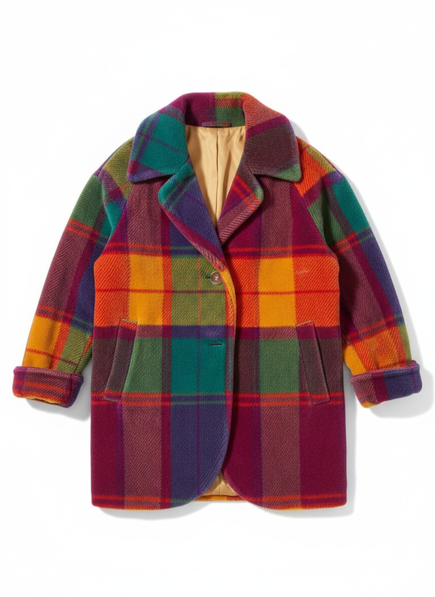 Clara | Women's Oversized Plaid Coat Single Button Longline 4