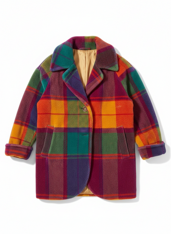 Clara | Women's Oversized Plaid Coat Single Button Longline 4