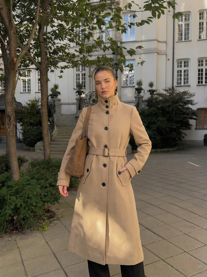 Clara | Women's Stand Collar Double Breasted Coat 1