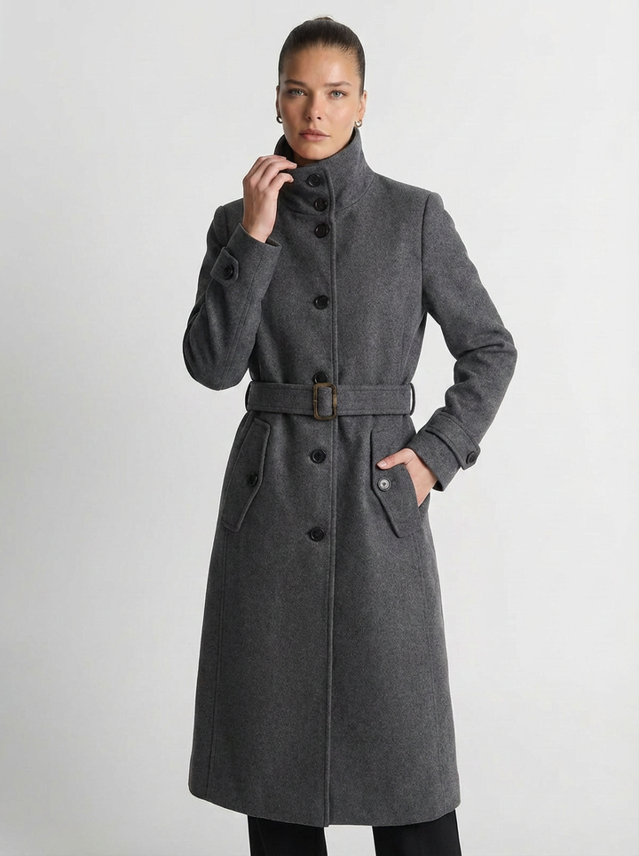 Clara | Women's Stand Collar Double Breasted Coat 3