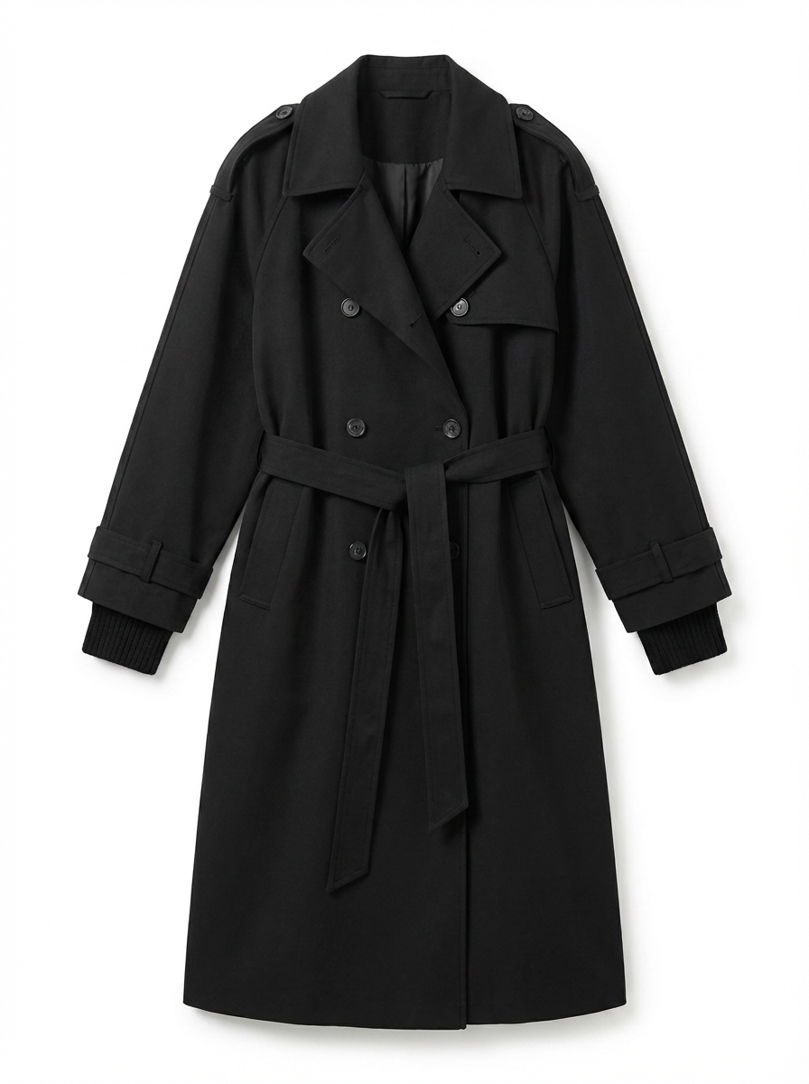 Cleo | Women's Black Double Breasted Longline Coat 3