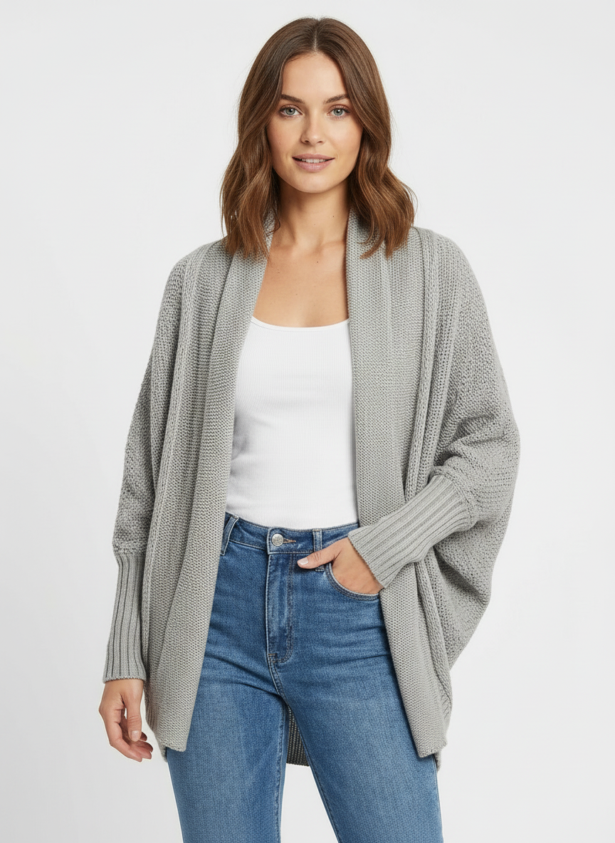 Cleo | Women's Open Front Batwing Sleeve Oversized Cardigan