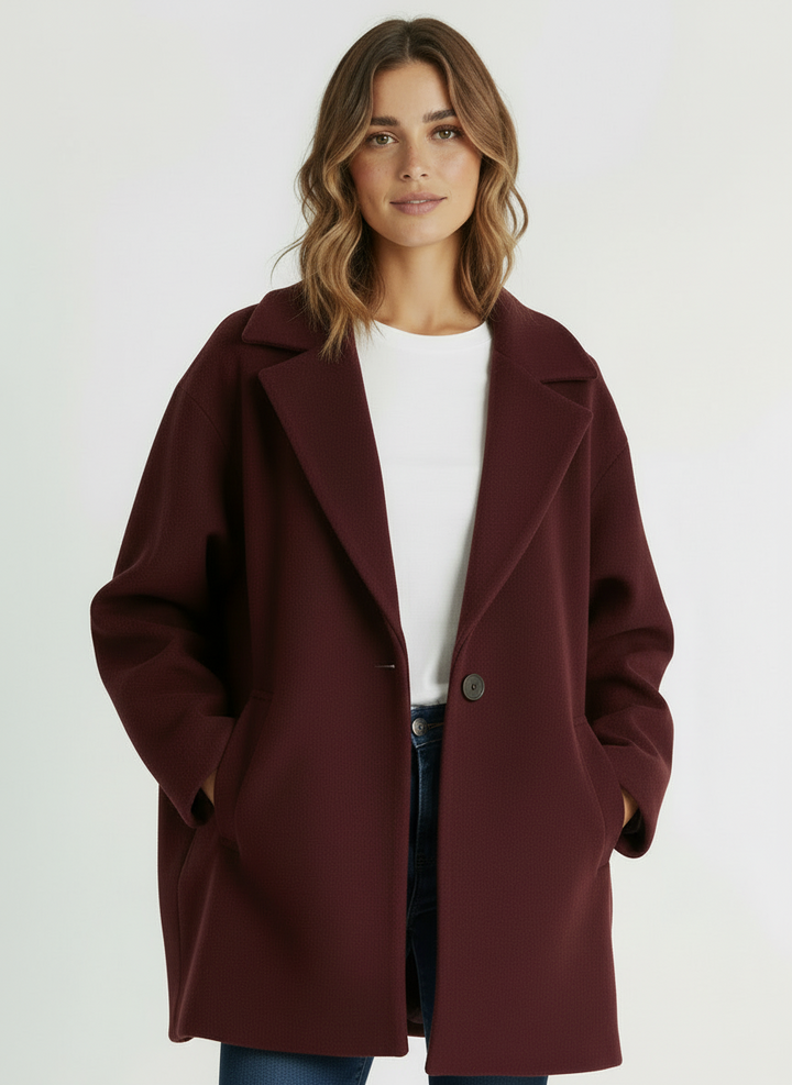 Cleo | Women's Oversized Notched Lapel Button Coat