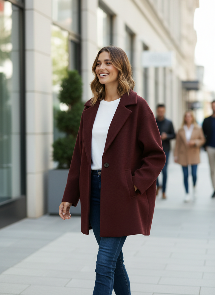 Cleo | Women's Oversized Notched Lapel Button Coat 1