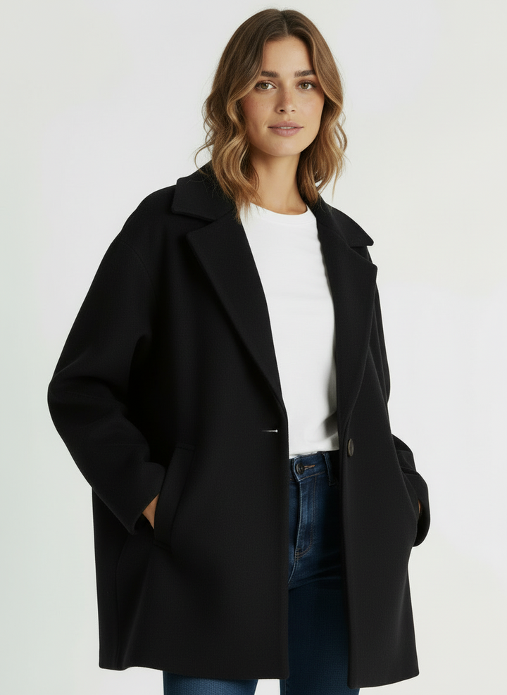 Cleo | Women's Oversized Notched Lapel Button Coat 4