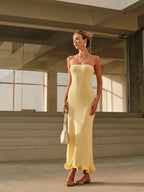 Cold-Shoulder Knit Ruffle Maxi Dress | Ruffleena