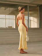 Cold-Shoulder Knit Ruffle Maxi Dress | Ruffleena