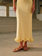Cold-Shoulder Knit Ruffle Maxi Dress | Ruffleena