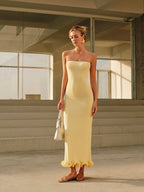 Cold-Shoulder Knit Ruffle Maxi Dress | Ruffleena