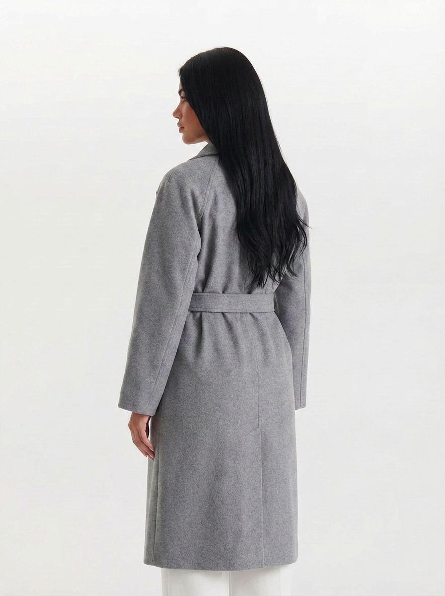 Connie | Women's Notched Lapel Long Wrap Coat 2