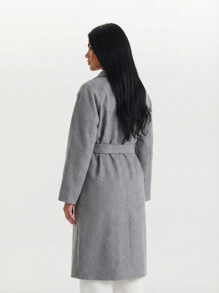 Connie | Women's Notched Lapel Long Wrap Coat 2