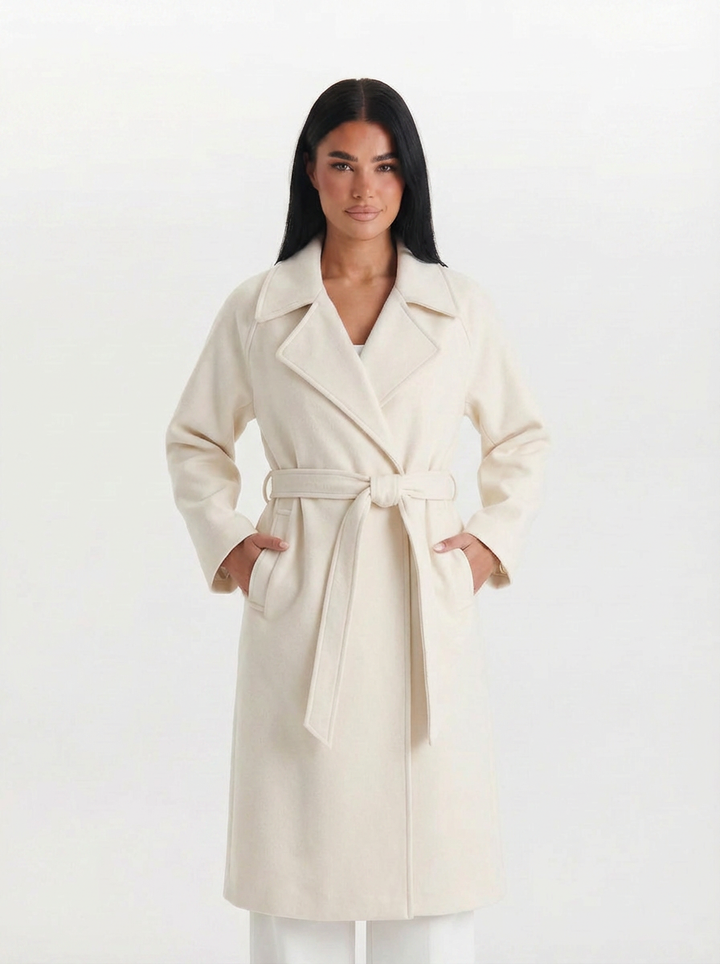 Connie | Women's Notched Lapel Long Wrap Coat 4