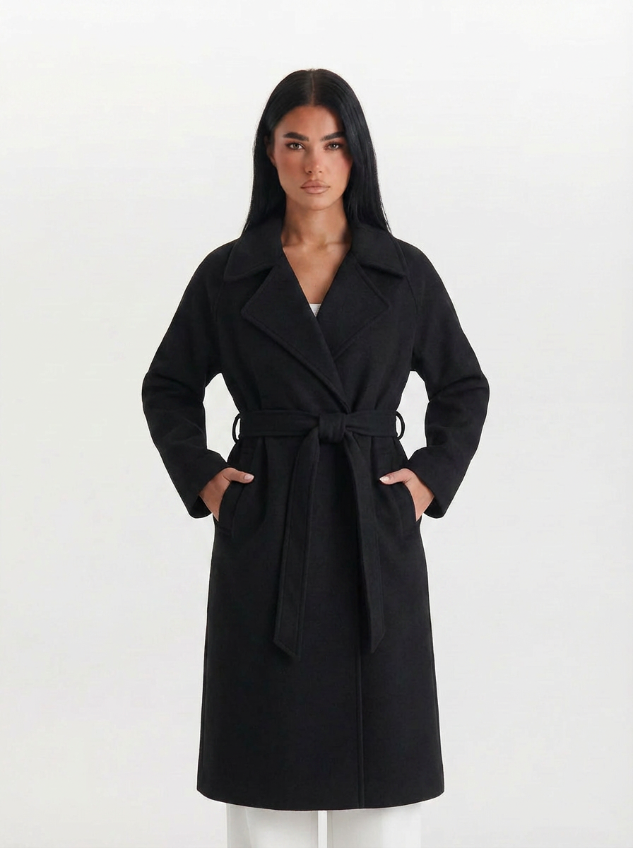 Connie | Women's Notched Lapel Long Wrap Coat 5
