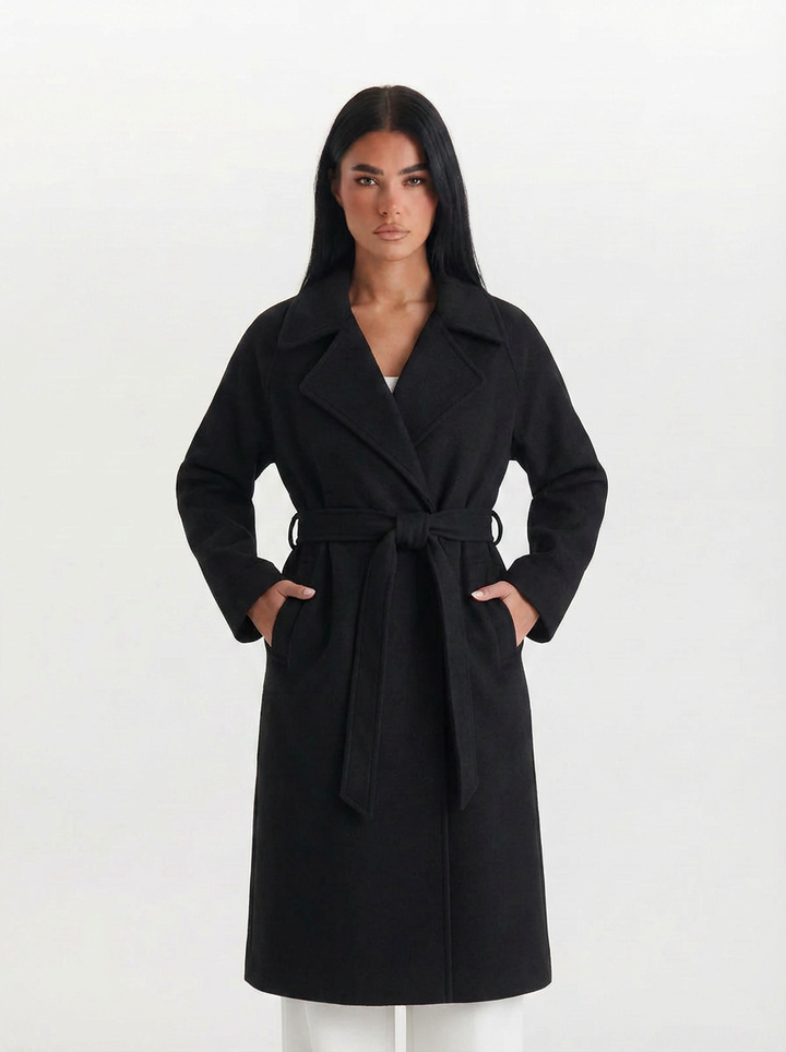 Connie | Women's Notched Lapel Long Wrap Coat 5