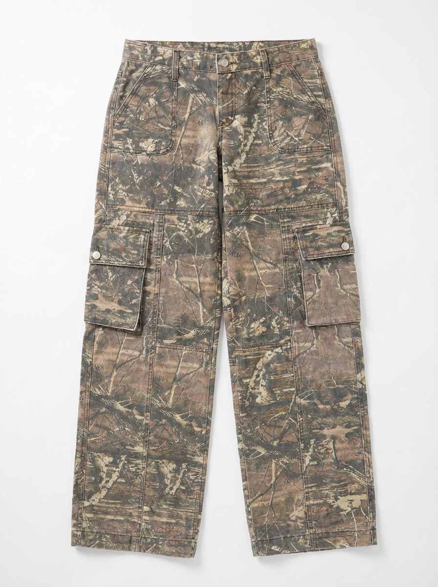 Cora | Women's Cargo Pants Camo Print Low Rise Wide Leg Utility 4