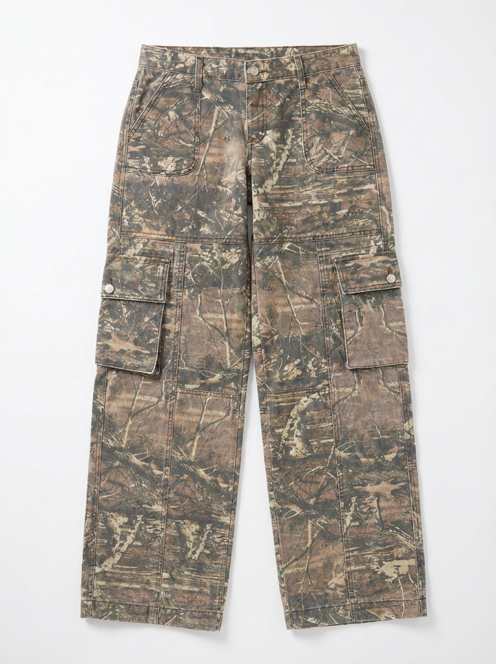 Cora | Women's Cargo Pants Camo Print Low Rise Wide Leg Utility 4