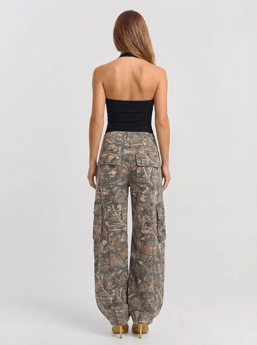 Cora | Women's Cargo Pants Camo Print Low Rise Wide Leg Utility 2