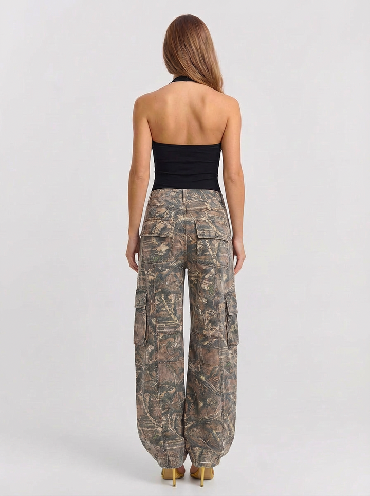 Cora | Women's Cargo Pants Camo Print Low Rise Wide Leg Utility 2