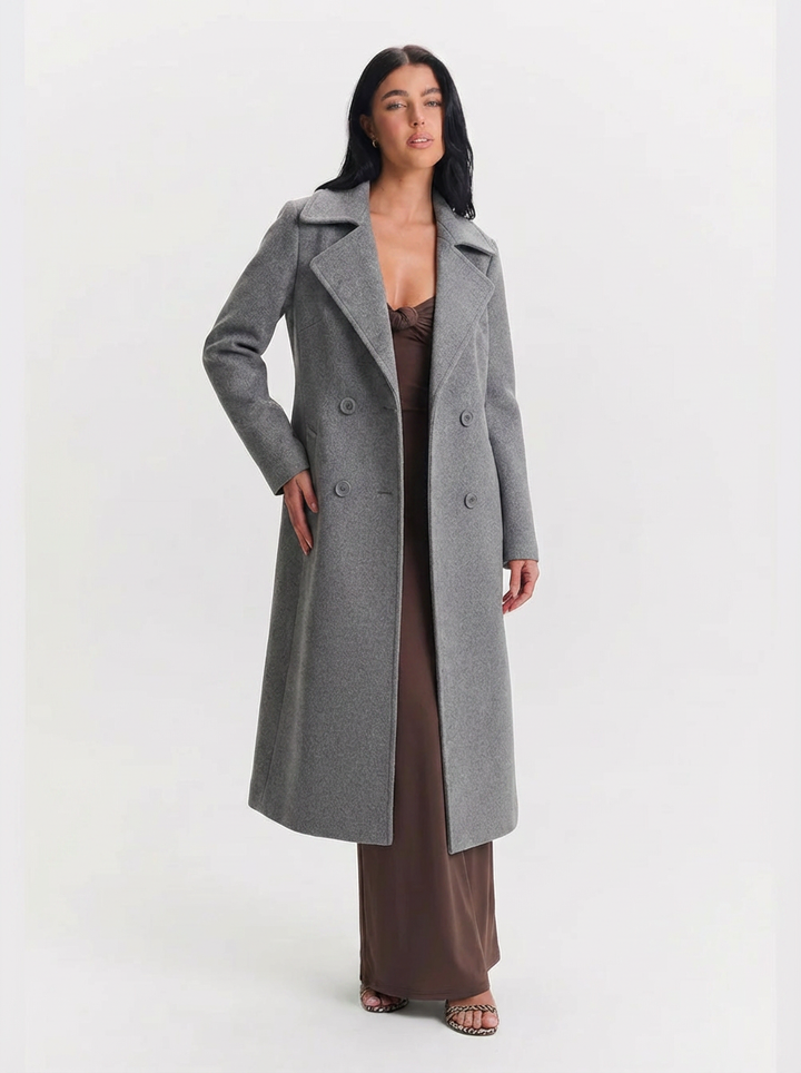 Cora | Women's Notch Lapel Double Breasted Longline Wool Coat