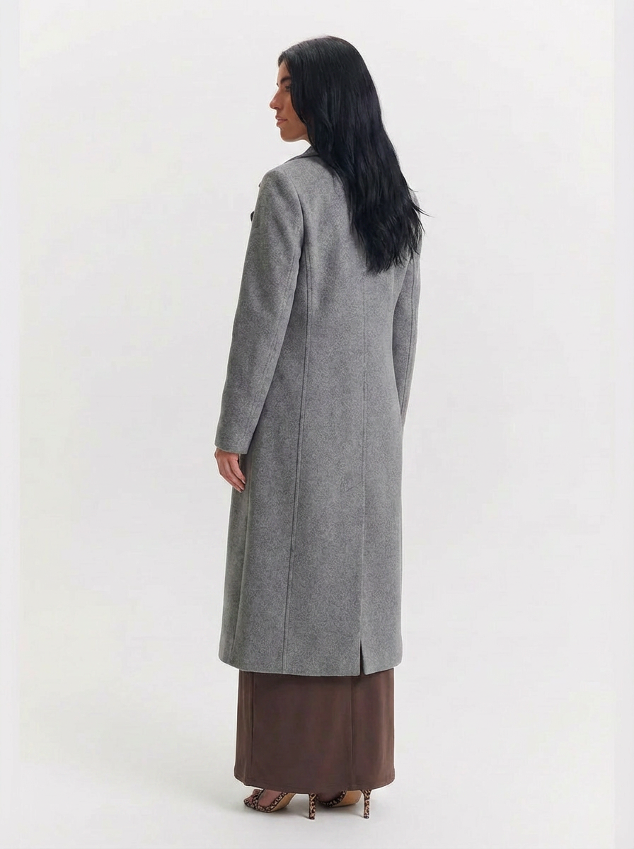 Cora | Women's Notch Lapel Double Breasted Longline Wool Coat 2