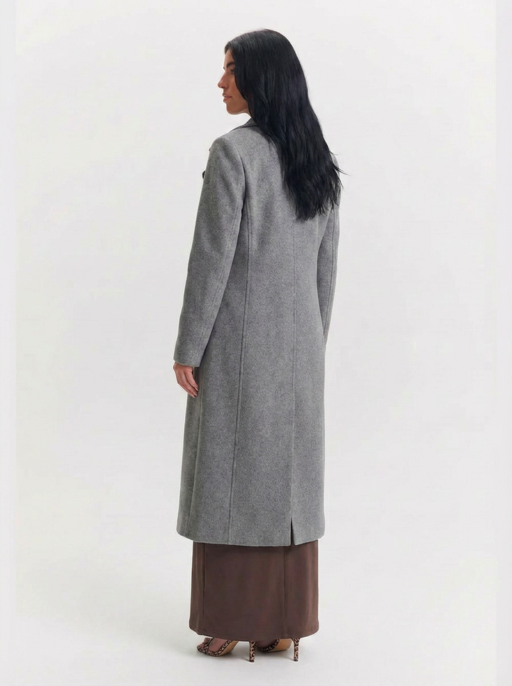 Cora | Women's Notch Lapel Double Breasted Longline Wool Coat 2