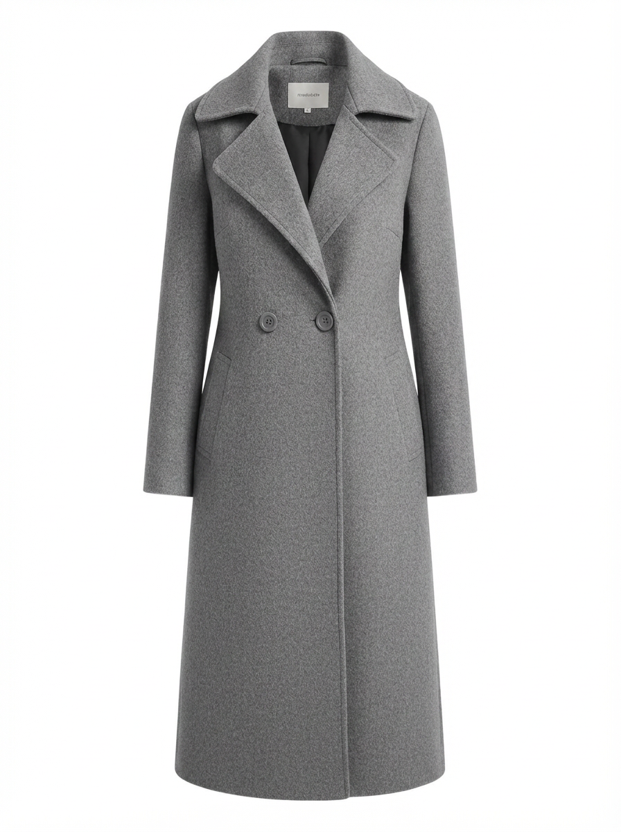 Cora | Women's Notch Lapel Double Breasted Longline Wool Coat 3