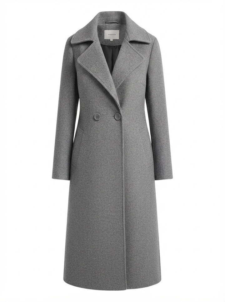 Cora | Women's Notch Lapel Double Breasted Longline Wool Coat 3