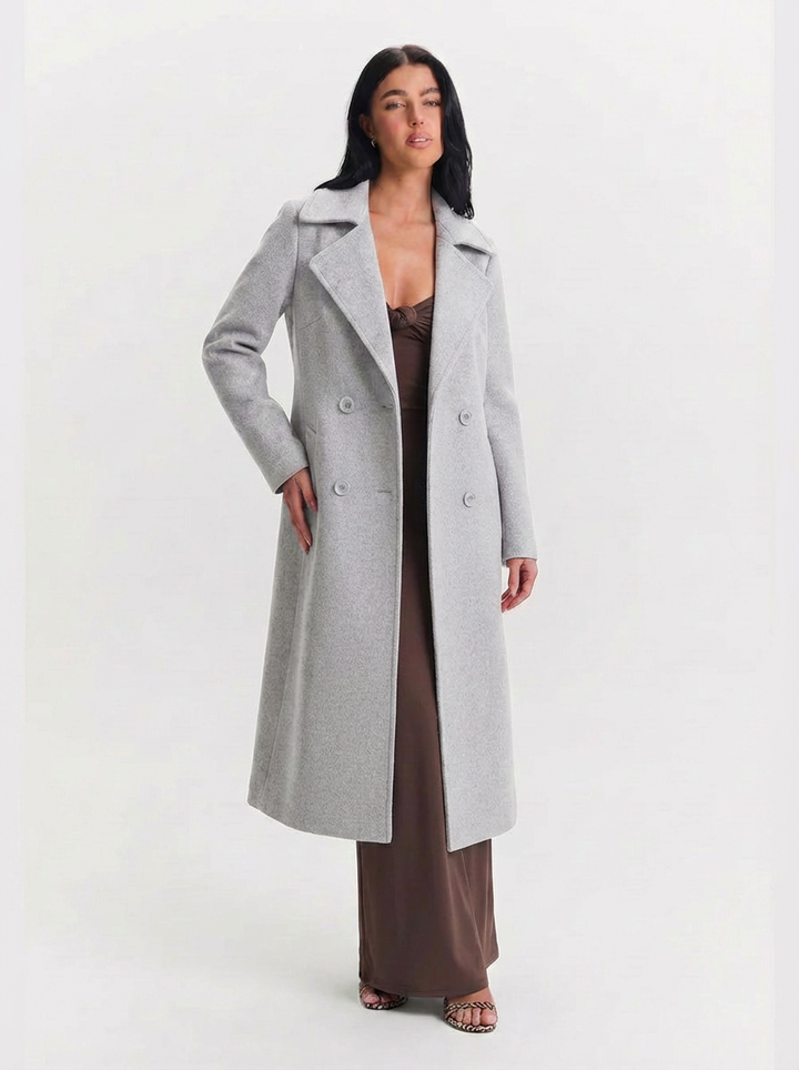 Cora | Women's Notch Lapel Double Breasted Longline Wool Coat 4